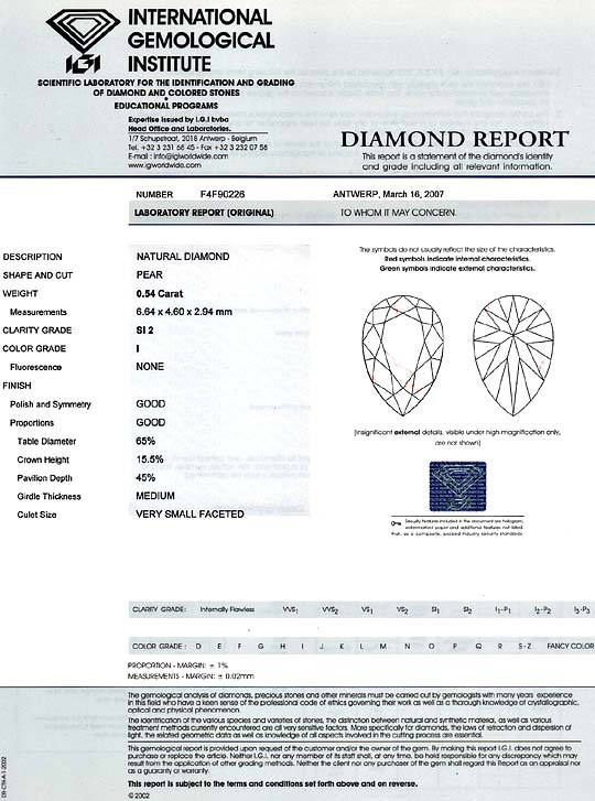 Foto 9 - Diamant Tropfen 0,54Carat Top Crystal SI2 IGI Gutachten, D6415