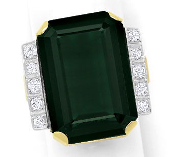 Foto 1 - 27 Carat Gruener Spinell und Diamanten in Gold-Ring 14K, S3499