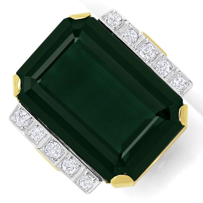 Foto 2 - 27 Carat Gruener Spinell und Diamanten in Gold-Ring 14K, S3499